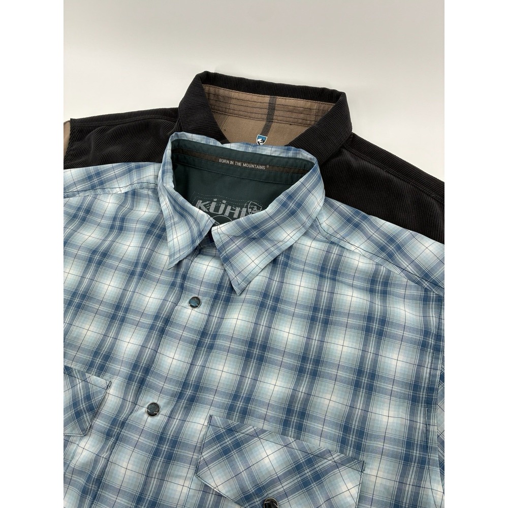 Lot Of 2 Kuhl Pearl Snap Hiking Shirts Men's Large Gorbcorp Long Short Sleeve